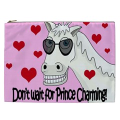 Don t Wait For Prince Charming Cosmetic Bag (xxl)  by Valentinaart