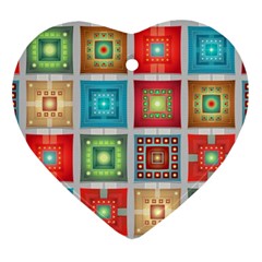 Tiles Pattern Background Colorful Ornament (heart)  by Amaryn4rt