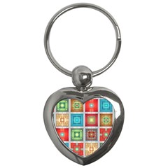 Tiles Pattern Background Colorful Key Chains (heart) 