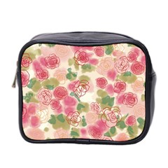 Aquarelle Pink Flower  Mini Toiletries Bag 2-side by Brittlevirginclothing