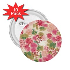 Aquarelle Pink Flower  2 25  Buttons (10 Pack)  by Brittlevirginclothing