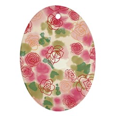 Aquarelle Pink Flower  Oval Ornament (two Sides) by Brittlevirginclothing