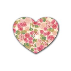 Aquarelle Pink Flower  Heart Coaster (4 Pack)  by Brittlevirginclothing