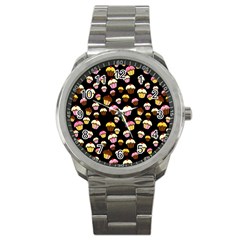 Jammy Cupcakes Pattern Sport Metal Watch by Valentinaart