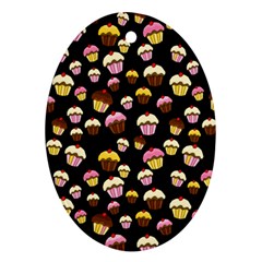Jammy Cupcakes Pattern Oval Ornament (two Sides)