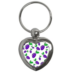 Decorative Plums Pattern Key Chains (heart)  by Valentinaart