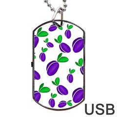 Decorative Plums Pattern Dog Tag Usb Flash (one Side) by Valentinaart