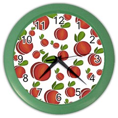 Peaches Pattern Color Wall Clocks by Valentinaart