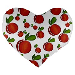 Peaches Pattern Large 19  Premium Heart Shape Cushions by Valentinaart