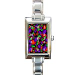 Plums and peaches Rectangle Italian Charm Watch Front
