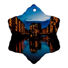 Hamburg City Blue Hour Night Snowflake Ornament (2-side) by Amaryn4rt