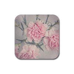 Cloves Flowers Pink Carnation Pink Rubber Coaster (Square) 