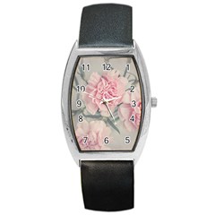 Cloves Flowers Pink Carnation Pink Barrel Style Metal Watch