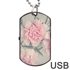 Cloves Flowers Pink Carnation Pink Dog Tag USB Flash (Two Sides) 