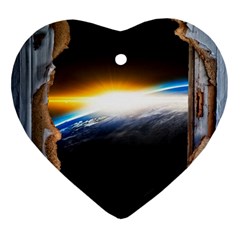 Door Breakthrough Door Sunburst Ornament (heart)  by Amaryn4rt