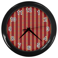Pattern Background Red Stripes Wall Clocks (black) by Amaryn4rt