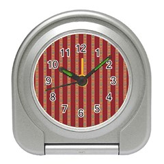 Pattern Background Red Stripes Travel Alarm Clocks by Amaryn4rt