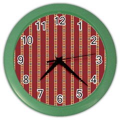 Pattern Background Red Stripes Color Wall Clocks by Amaryn4rt