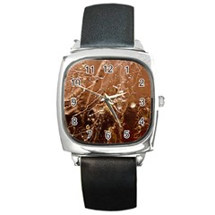 Ice Iced Structure Frozen Frost Square Metal Watch by Amaryn4rt