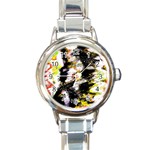 Canvas Acrylic Digital Design Art Round Italian Charm Watch Front