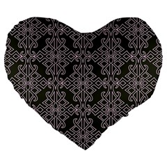 Line Geometry Pattern Geometric Large 19  Premium Flano Heart Shape Cushions