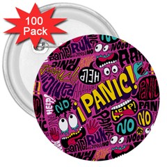 Panic Pattern 3  Buttons (100 pack) 