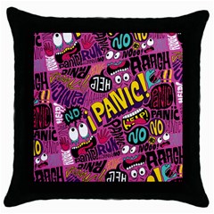 Panic Pattern Throw Pillow Case (Black)