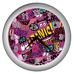 Panic Pattern Wall Clocks (Silver) 