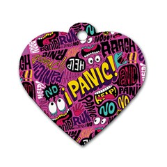 Panic Pattern Dog Tag Heart (One Side)