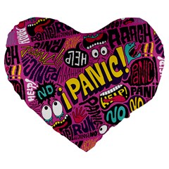 Panic Pattern Large 19  Premium Heart Shape Cushions