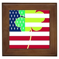 Usa Ireland American Flag Shamrock Irish Funny St Patrick Country Flag  Framed Tiles by yoursparklingshop