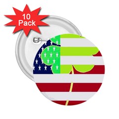 Usa Ireland American Flag Shamrock Irish Funny St Patrick Country Flag  2 25  Buttons (10 Pack)  by yoursparklingshop