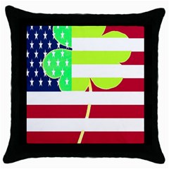 Usa Ireland American Flag Shamrock Irish Funny St Patrick Country Flag  Throw Pillow Case (black) by yoursparklingshop