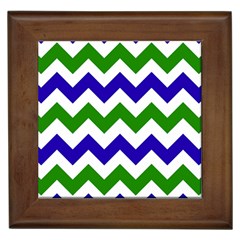 Blue And Green Chevron Framed Tiles