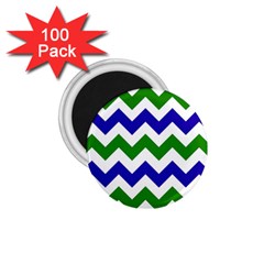 Blue And Green Chevron 1.75  Magnets (100 pack) 