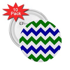 Blue And Green Chevron 2.25  Buttons (10 pack) 