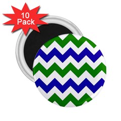 Blue And Green Chevron 2.25  Magnets (10 pack) 