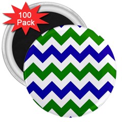 Blue And Green Chevron 3  Magnets (100 pack)
