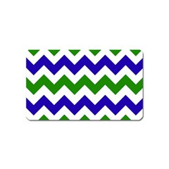 Blue And Green Chevron Magnet (Name Card)