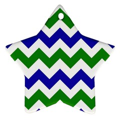 Blue And Green Chevron Star Ornament (Two Sides) 