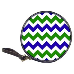 Blue And Green Chevron Classic 20-CD Wallets