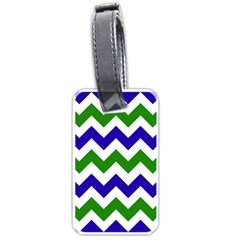 Blue And Green Chevron Luggage Tags (One Side) 