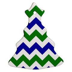 Blue And Green Chevron Ornament (Christmas Tree)