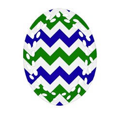 Blue And Green Chevron Ornament (Oval Filigree) 