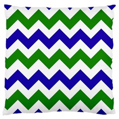 Blue And Green Chevron Large Cushion Case (One Side)