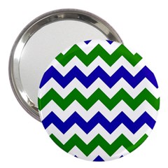 Blue And Green Chevron 3  Handbag Mirrors