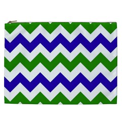 Blue And Green Chevron Cosmetic Bag (XXL) 