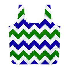 Blue And Green Chevron Full Print Recycle Bags (L) 