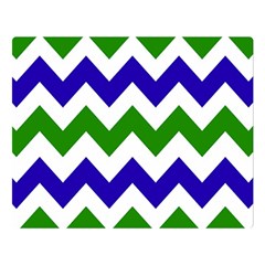 Blue And Green Chevron Double Sided Flano Blanket (Large) 