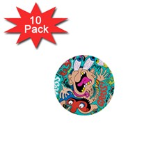 Cartoons Funny Face Patten 1  Mini Buttons (10 pack) 